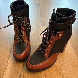 ANTONIO MELANI Black and Brown Lace Up Boots